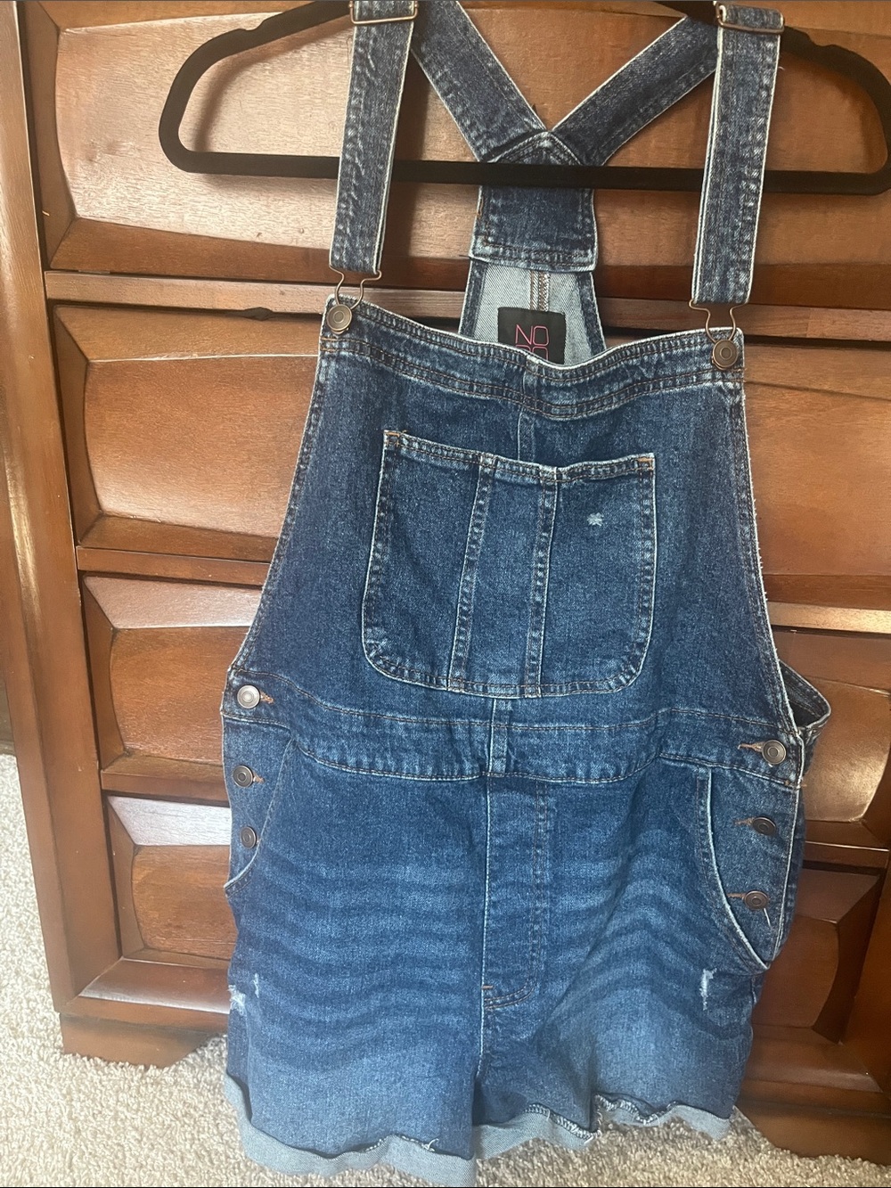 Dark Blue Denim Short Overalls - Unbranded